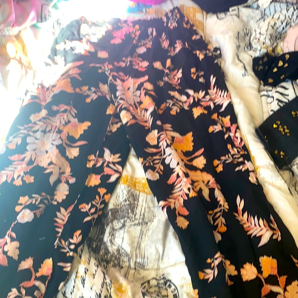 Black pink and orange yoga pants